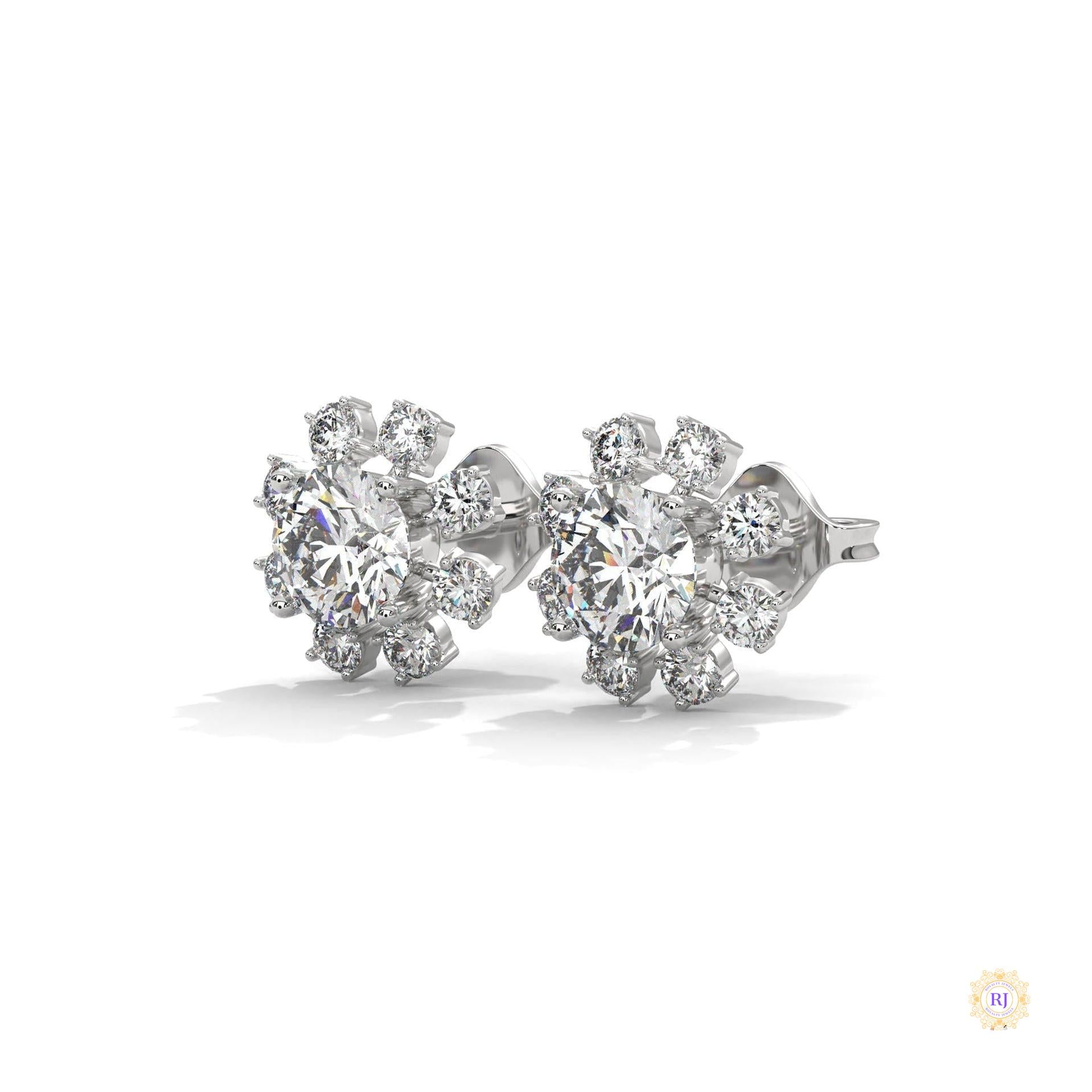 1.0 CT. Round Floral Diamond Studs