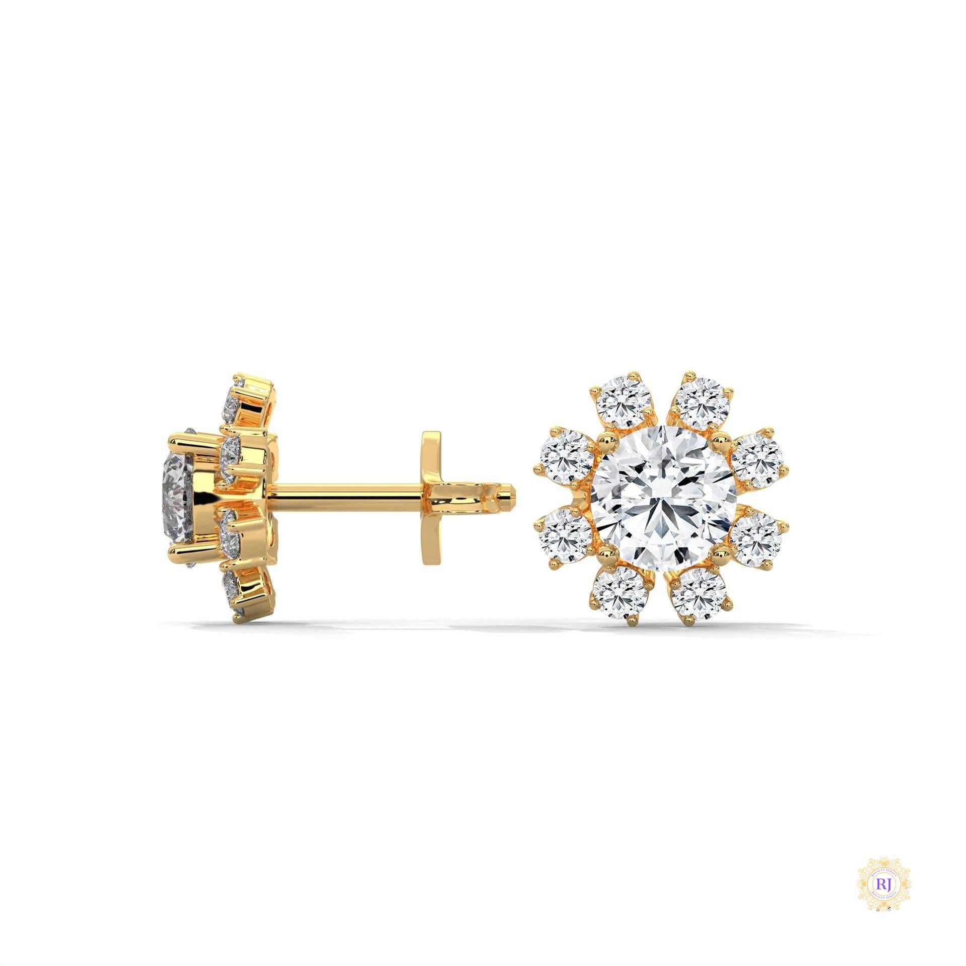 1.0 CT. Round Floral Diamond Studs