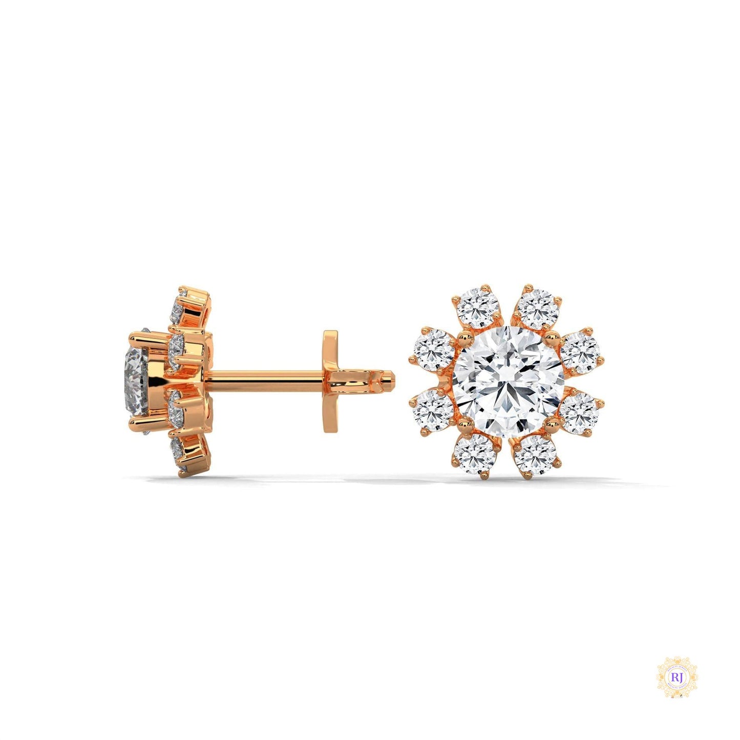 1.0 CT. Round Floral Diamond Studs