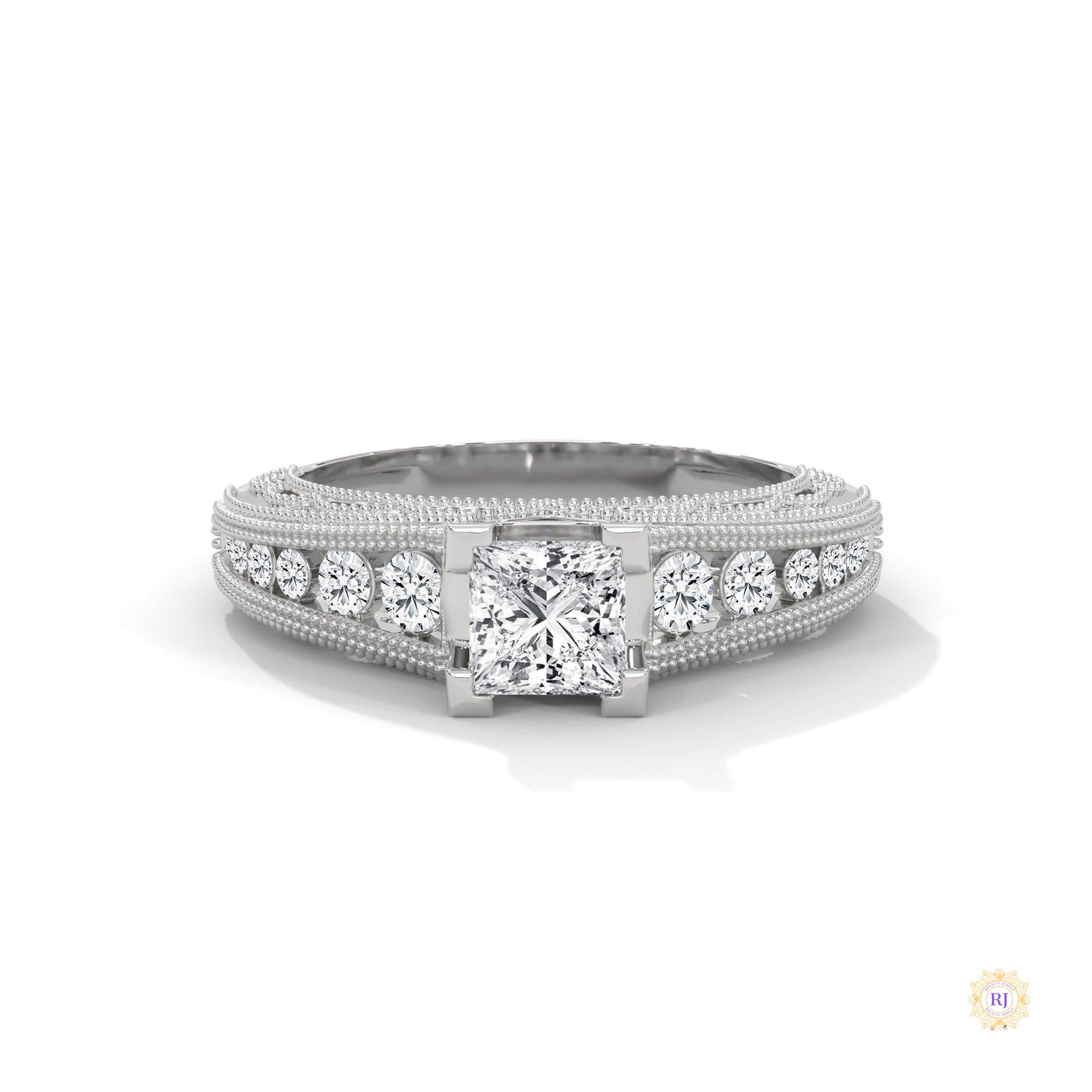 1.0 Ct. Princess-Cut Lab Diamond Engagement Ring