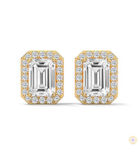 1.05 CT. Emerald-Cut Diamond Halo Stud Earrings