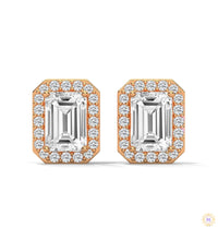1.05 CT. Emerald-Cut Diamond Halo Stud Earrings