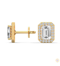 1.05 CT. Emerald-Cut Diamond Halo Stud Earrings