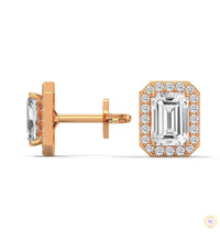 1.05 CT. Emerald-Cut Diamond Halo Stud Earrings