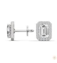 1.05 CT. Emerald-Cut Diamond Halo Stud Earrings