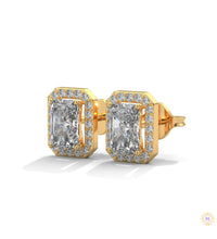 1.05 CT. Emerald-Cut Diamond Halo Stud Earrings