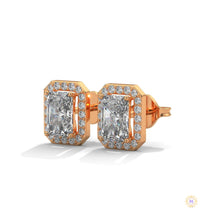 1.05 CT. Emerald-Cut Diamond Halo Stud Earrings