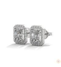 1.05 CT. Emerald-Cut Diamond Halo Stud Earrings