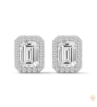 1.05 CT. Emerald-Cut Diamond Halo Stud Earrings