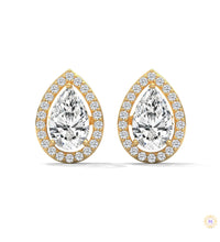1.09 CT. Pear Diamond Halo Stud Earrings