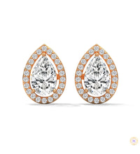 1.09 CT. Pear Diamond Halo Stud Earrings