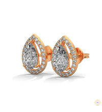 1.09 CT. Pear Diamond Halo Stud Earrings