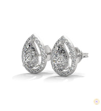 1.09 CT. Pear Diamond Halo Stud Earrings