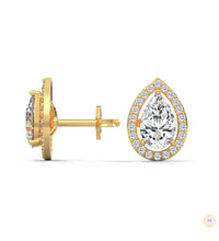 1.09 CT. Pear Diamond Halo Stud Earrings
