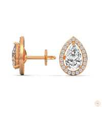 1.09 CT. Pear Diamond Halo Stud Earrings