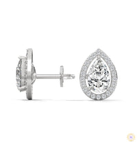 1.09 CT. Pear Diamond Halo Stud Earrings