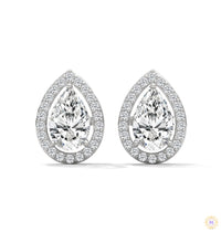 1.09 CT. Pear Diamond Halo Stud Earrings