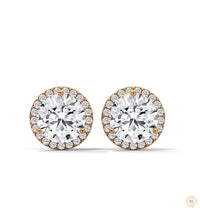 1.10 CT. Bezel Halo Diamond Stud Earrings