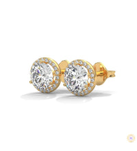 1.10 CT. Bezel Halo Diamond Stud Earrings