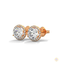 1.10 CT. Bezel Halo Diamond Stud Earrings