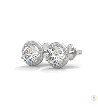 1.10 CT. Bezel Halo Diamond Stud Earrings