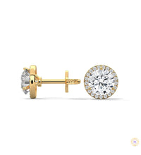 1.10 CT. Bezel Halo Diamond Stud Earrings
