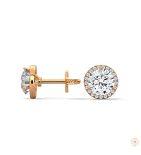 1.10 CT. Bezel Halo Diamond Stud Earrings