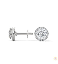 1.10 CT. Bezel Halo Diamond Stud Earrings