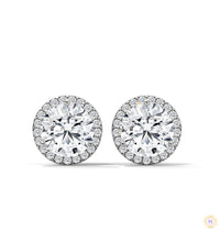 1.10 CT. Bezel Halo Diamond Stud Earrings