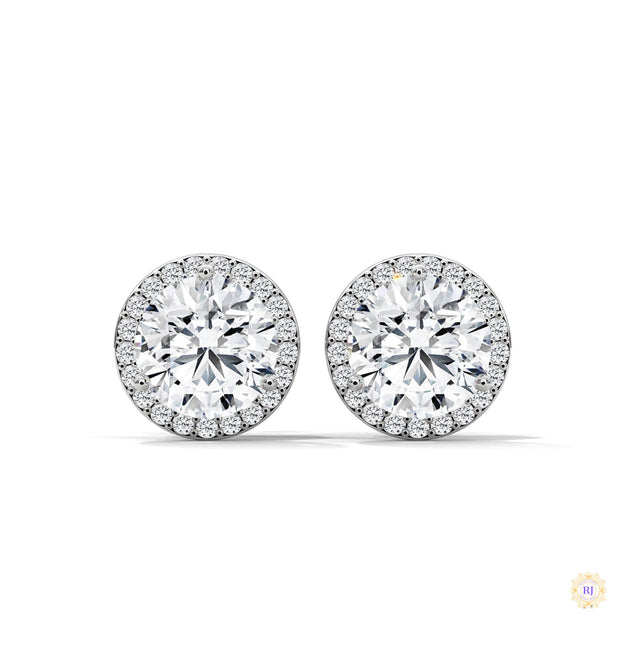1.10 CT. Bezel Halo Diamond Stud Earrings
