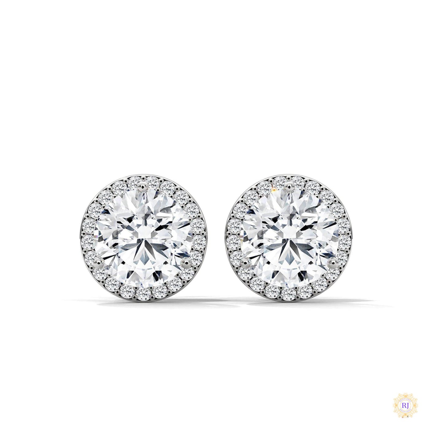 1.10 CT. Bezel Halo Diamond Stud Earrings