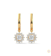 1.10 CT. Diamond Sunburst Drop Earrings
