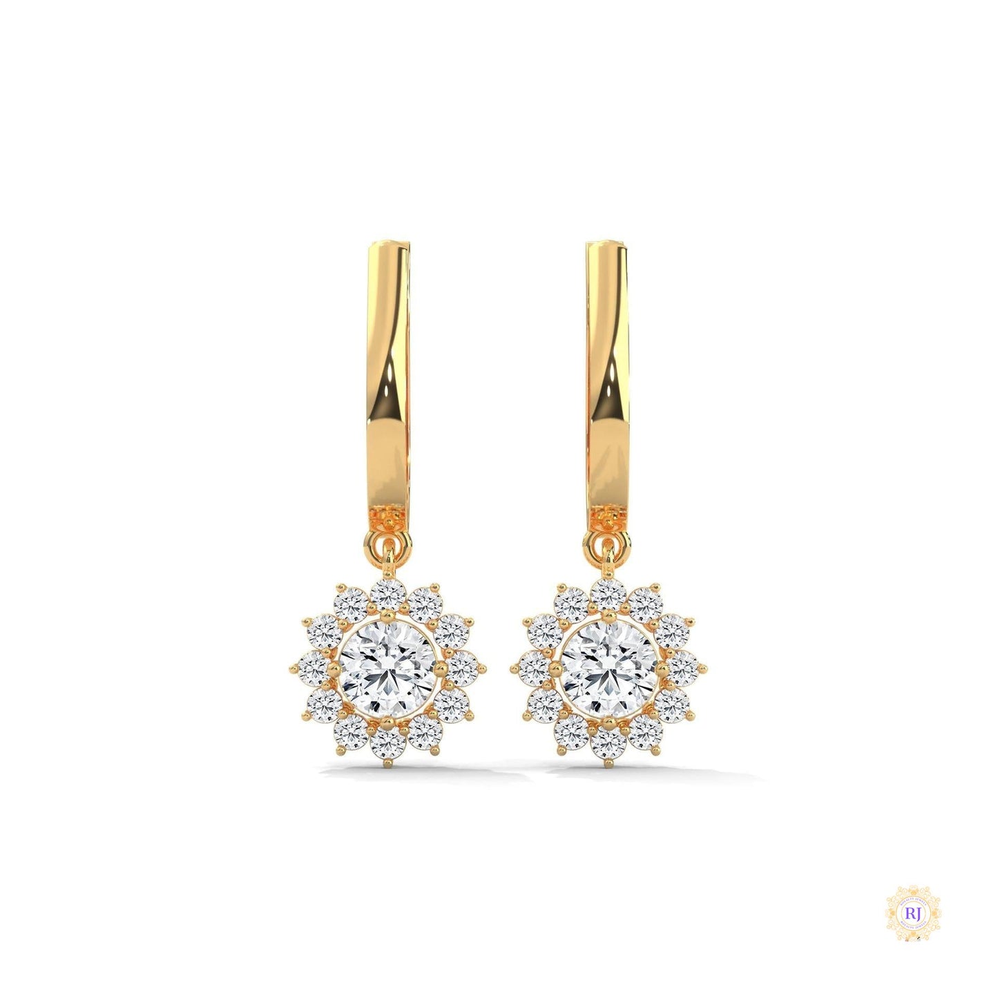 1.10 CT. Diamond Sunburst Drop Earrings
