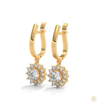 1.10 CT. Diamond Sunburst Drop Earrings