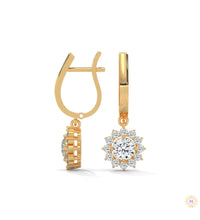 1.10 CT. Diamond Sunburst Drop Earrings