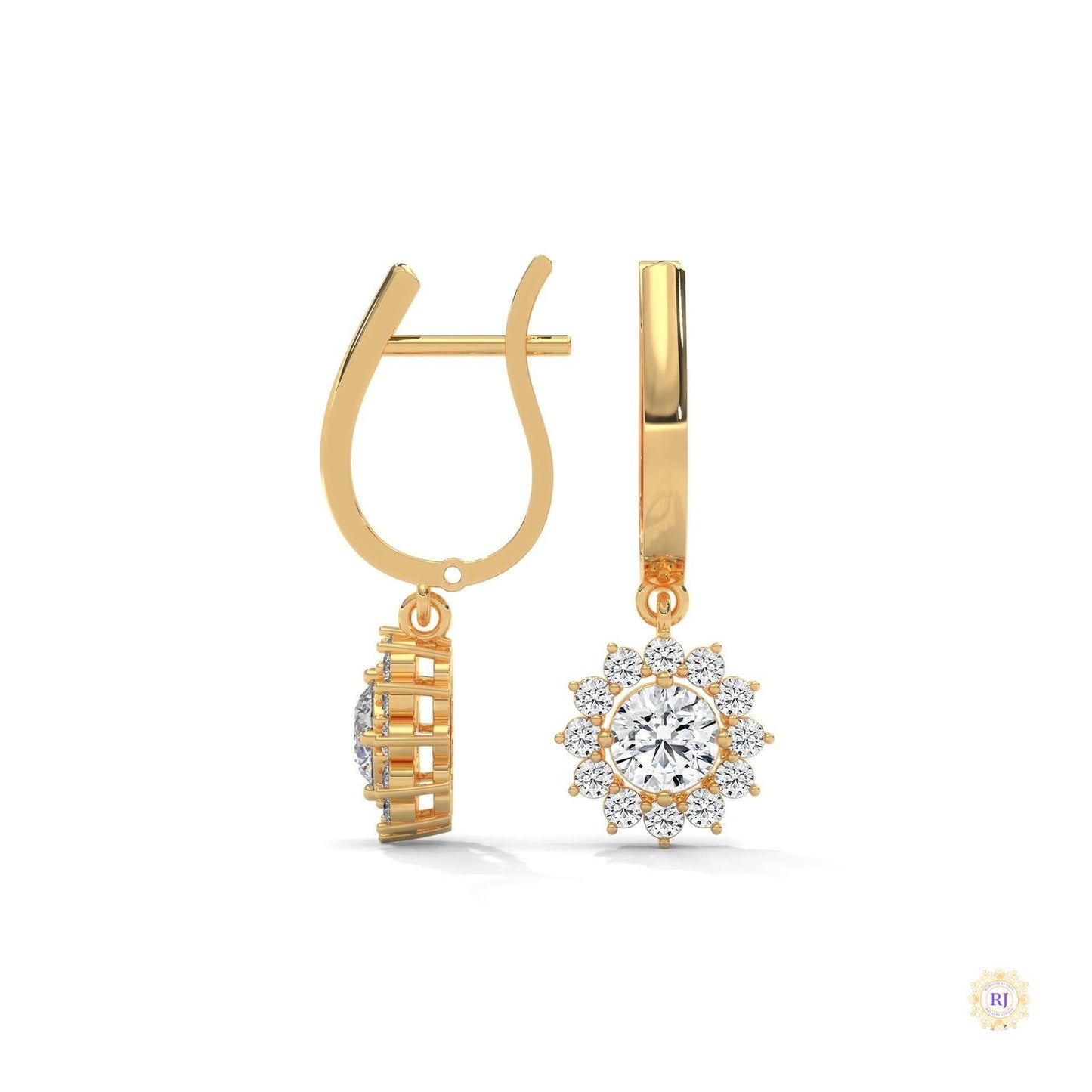 1.10 CT. Diamond Sunburst Drop Earrings