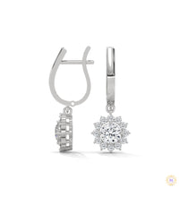 1.10 CT. Diamond Sunburst Drop Earrings