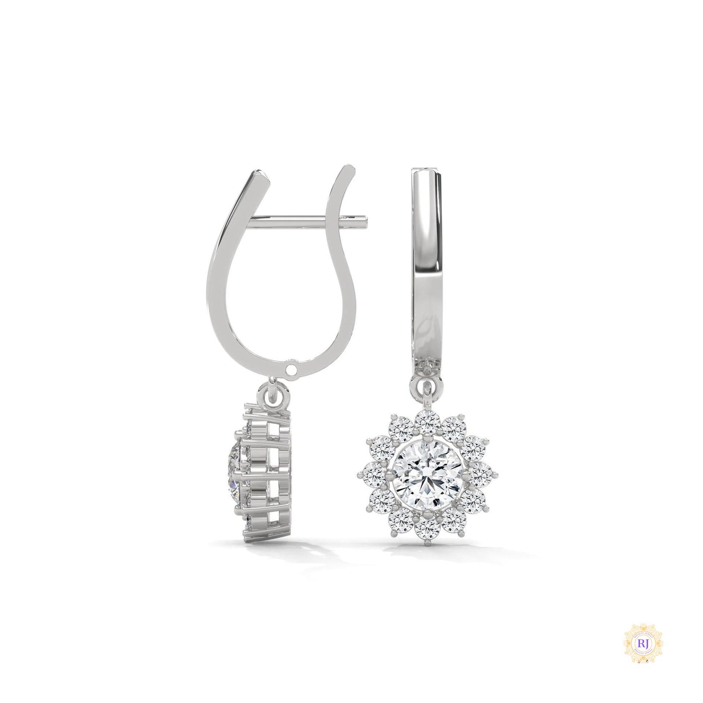 1.10 CT. Diamond Sunburst Drop Earrings