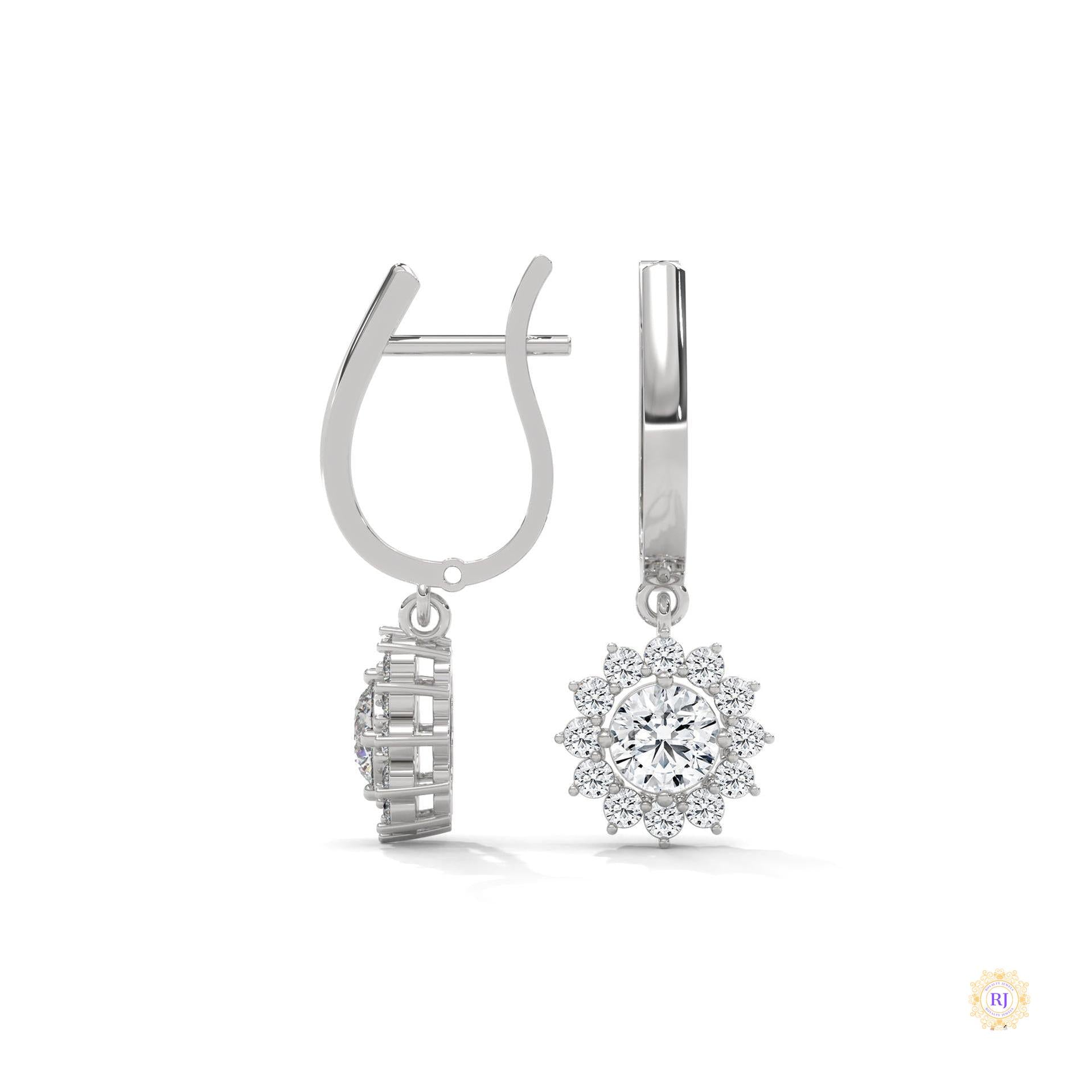 1.10 CT. Diamond Sunburst Drop Earrings