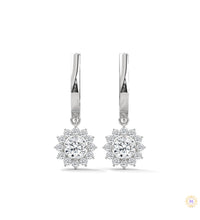 1.10 CT. Diamond Sunburst Drop Earrings