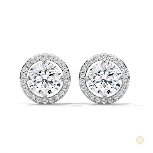 1.10 CT. Halo Diamond Stud Earrings