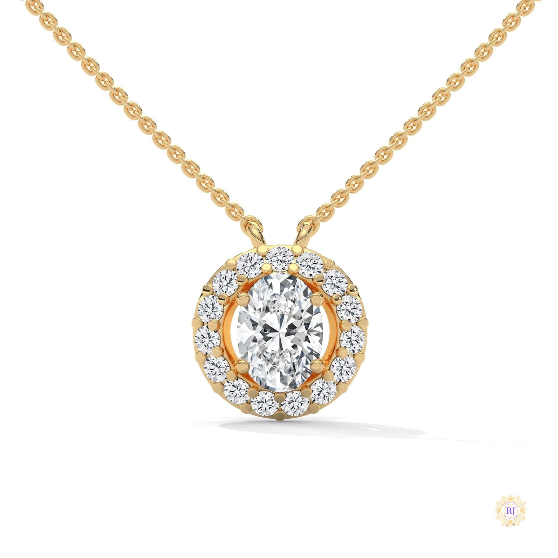 1.10 CT. Oval Halo Diamond Pendant