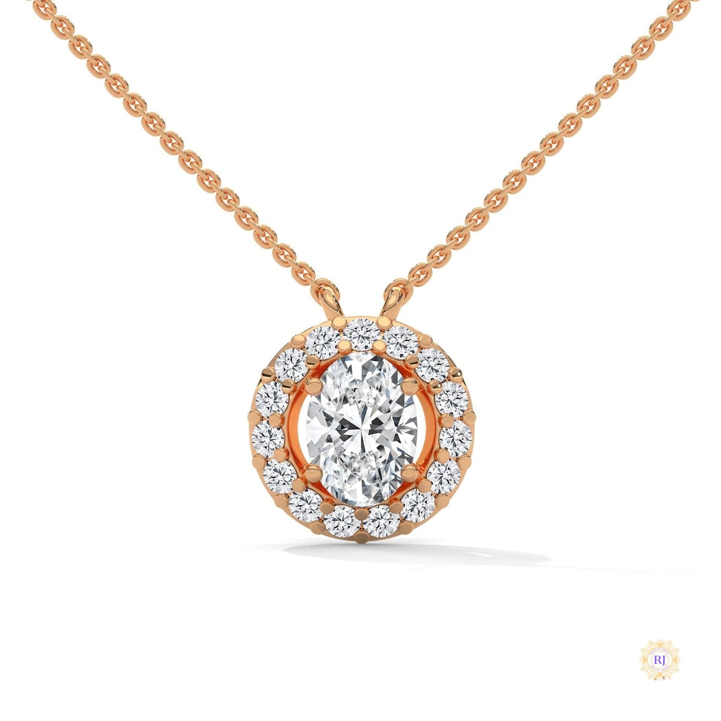 1.10 CT. Oval Halo Diamond Pendant