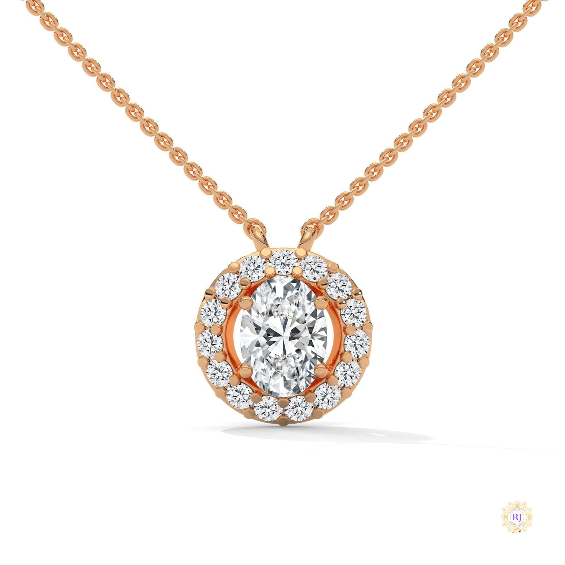 1.10 CT. Oval Halo Diamond Pendant