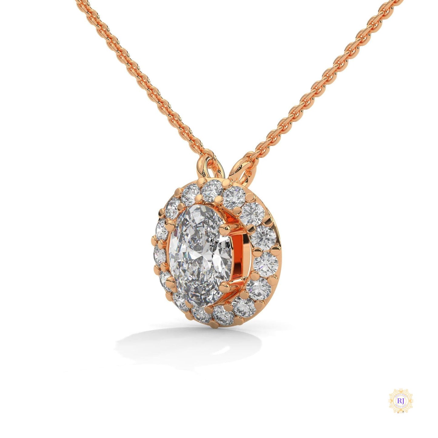 1.10 CT. Oval Halo Diamond Pendant