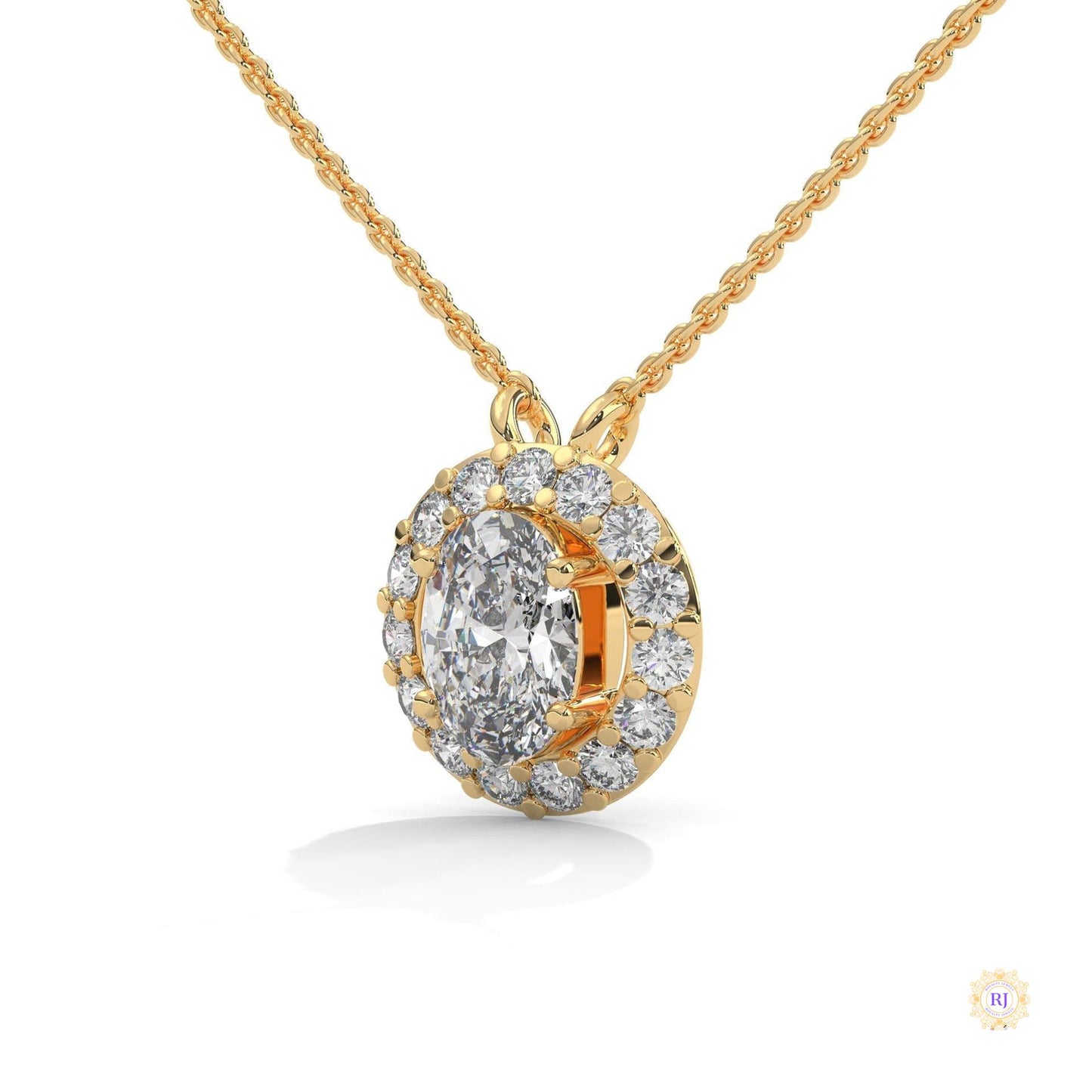 1.10 CT. Oval Halo Diamond Pendant