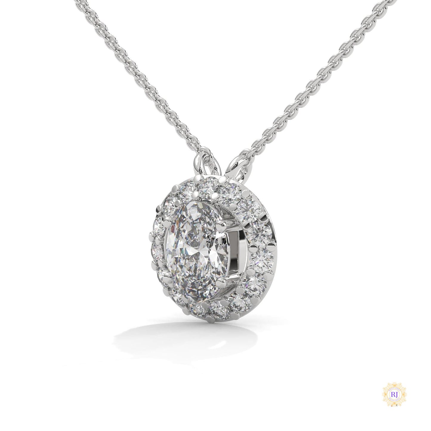 1.10 CT. Oval Halo Diamond Pendant