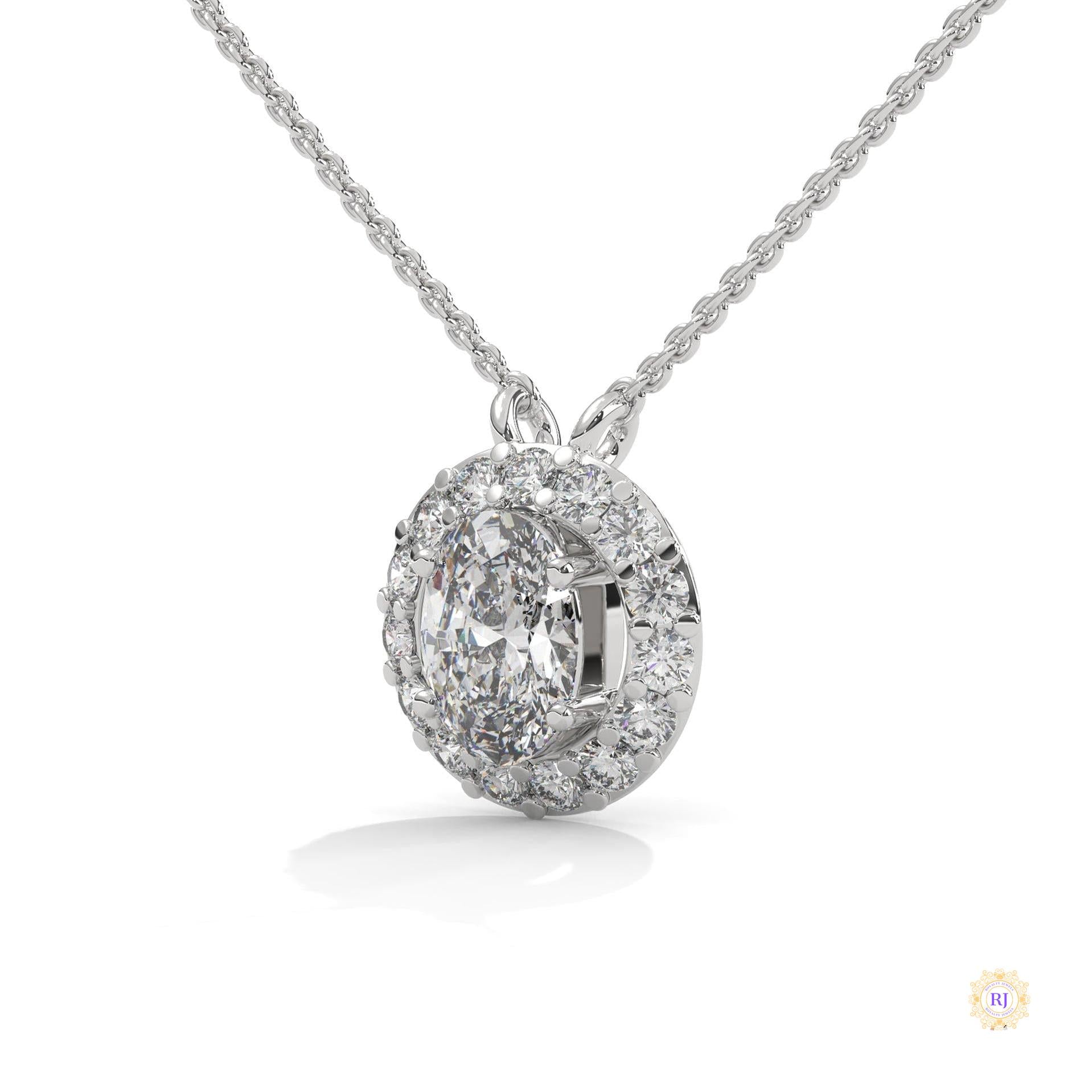 1.10 CT. Oval Halo Diamond Pendant