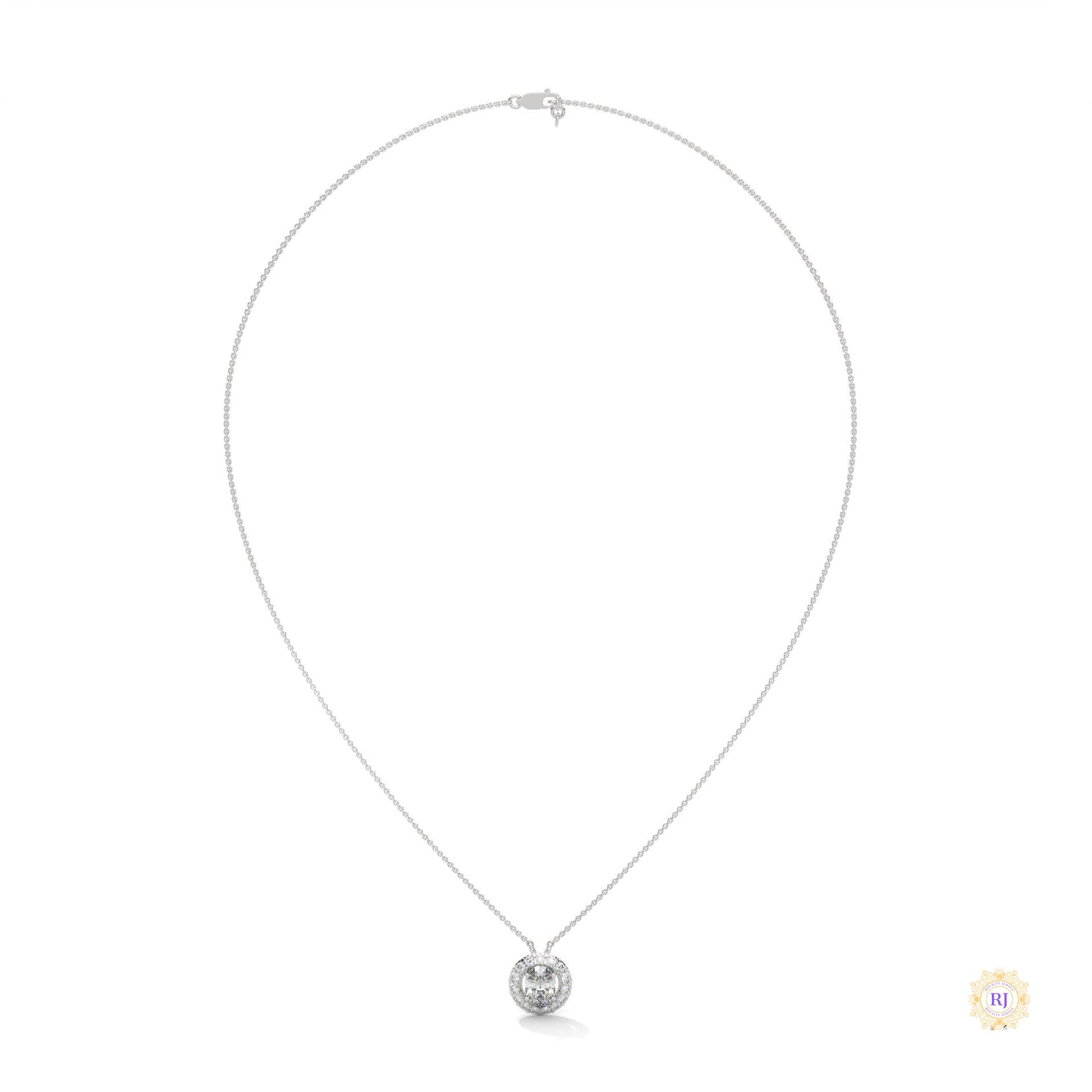 1.10 CT. Oval Halo Diamond Pendant
