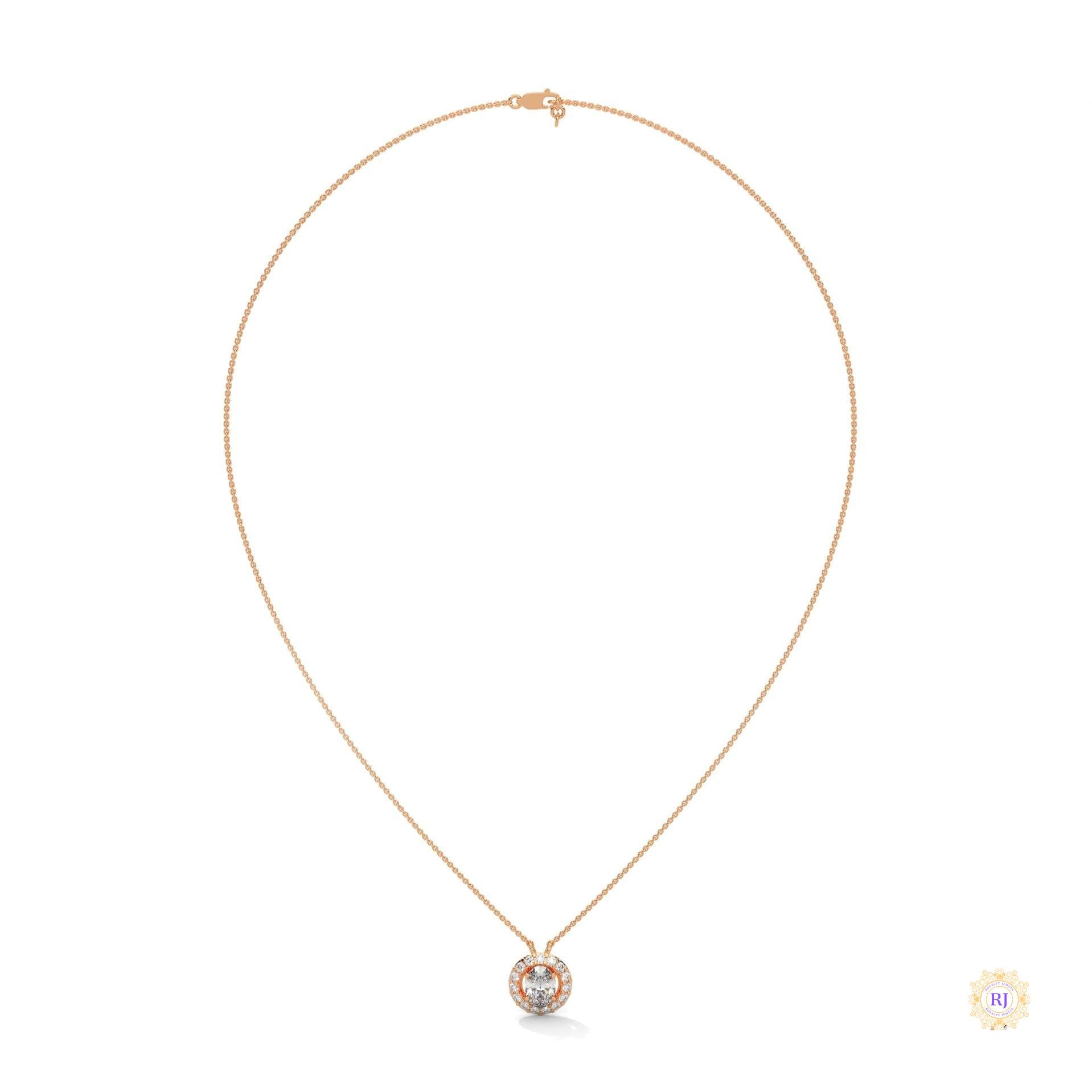 1.10 CT. Oval Halo Diamond Pendant